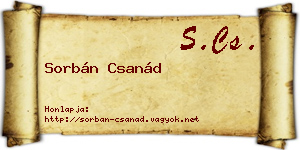 Sorbán Csanád névjegykártya